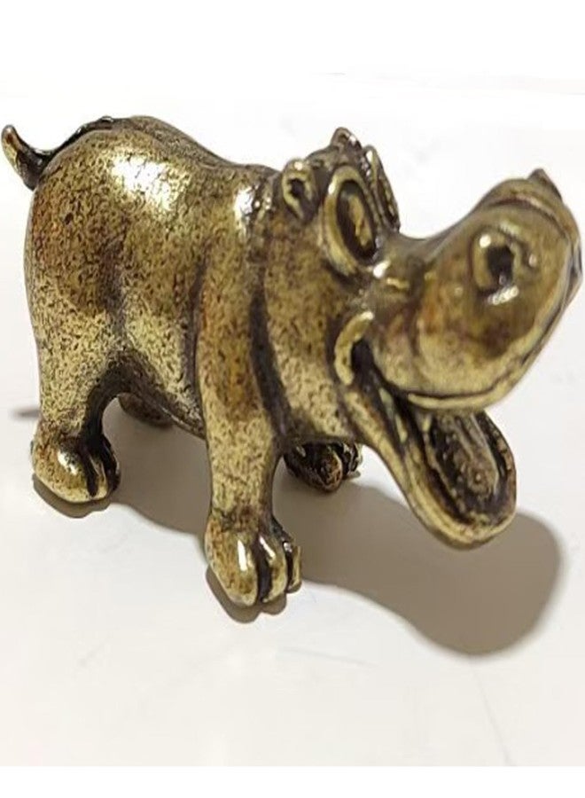 ALHBEJT Brass Hippo Statue Hippo Figurine Wild Animal Scupture Home Office Zen Room Desktop Decor (B) - Image 2